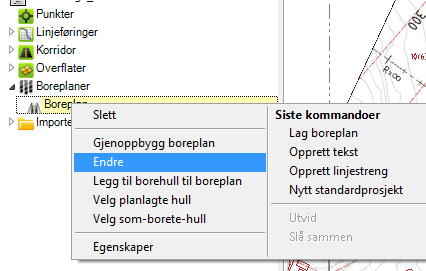 Editering av boreplan Boreplanen dukker opp i prosjektutforskeren og kan editeres når som helst.