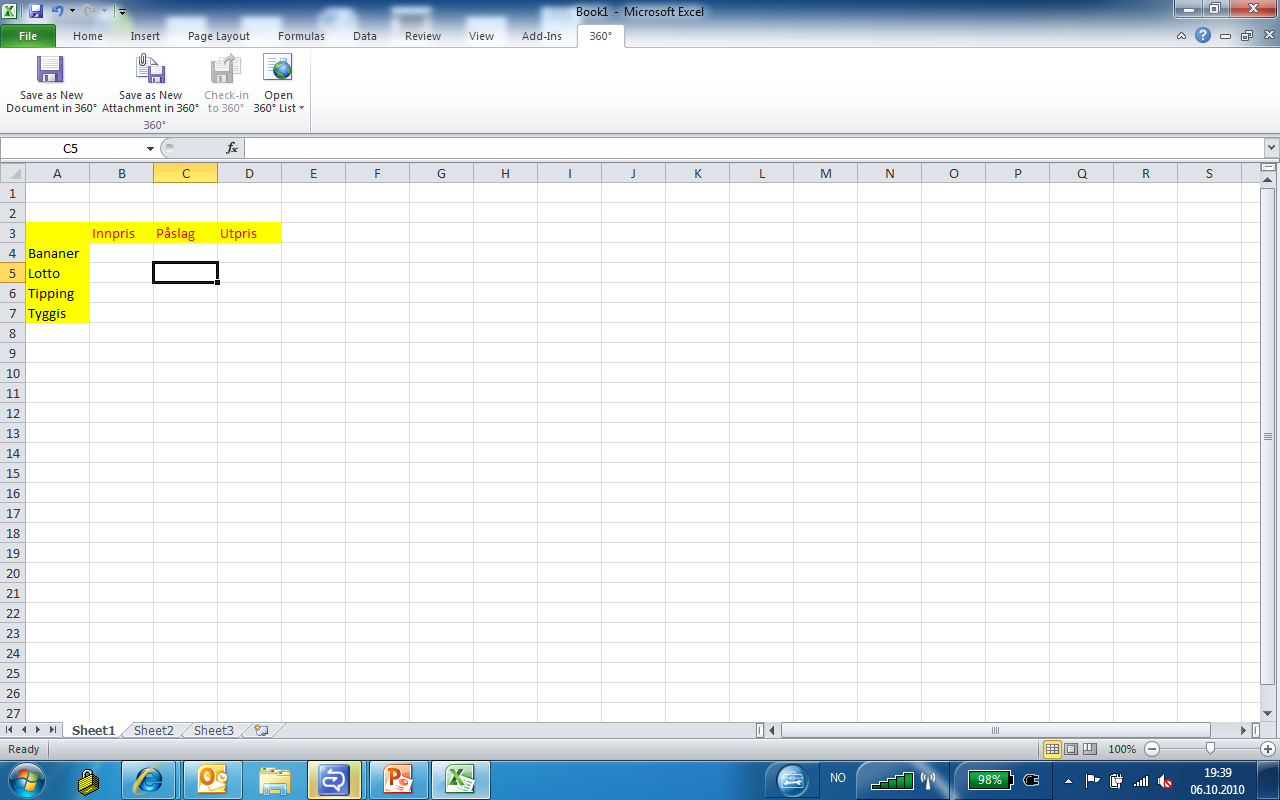 Enkel lagring rett fra Excel 360 fanen finner