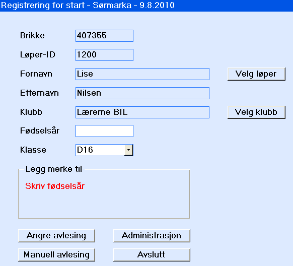 Side 17 Klikk på Åpne database og velg etime.mdb i den mappen der databasen ble laget. Administrasjonsvalgene kan skjules ved å klikk om igjen på Administrasjon. 11.