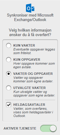 Kalender fortsetter Kalenderen i MinGat kan overføres til din kalender i Outlook.