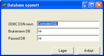 Skriv inn som vist over og klikk på Lagre. (Hvis MSDE/MSSQL har vært installert tidligere kan det være annet passord enn sa på sa-brukeren. Når dette er gjort er programmet ferdig installert.