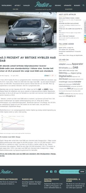 Et økende antall britiske bilprodusenter leverer DAB-radio som standardutstyr i bilene