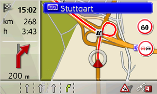 >>AVIGASJON L Kartvisning med navigering 10 9 8 1 2 3 4 5 6 7 7 1 2 3 Skilting som du bør følge Hastighetsbegrensning for den aktuelle gaten/veien (visning er ikke tilgjengelig for alle gater/veier)