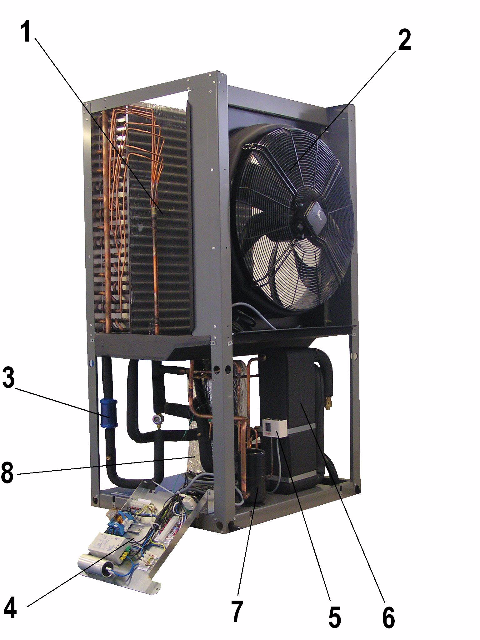 Formålet med varmepumpen 2.1 Bruksområde Luft-til-vann-varmepumpen er kun konstruert for oppvarming av oppvarmingsvann. Den kan brukes i eksisterende eller nye varmeanlegg.