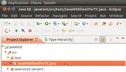 Nå viser ikke JavaWSKlientForTC.java rødt lenger (evt. Refresh mappen src).