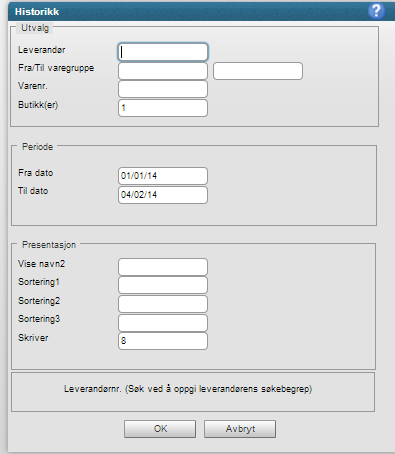 Page 7 of 8 Leverandør retur og bruk av returårsaks koder Ved føring av leverandør-retur i OF16 brukes også retur-koder som er definert i BD80.