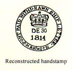 Brevet ble brakt fra London til Harwich med agenten Sam Bridges Esq., der det ble levert til posten og stemplet POST PAID WITHDRAWN SHIPLETTER HARWICH.