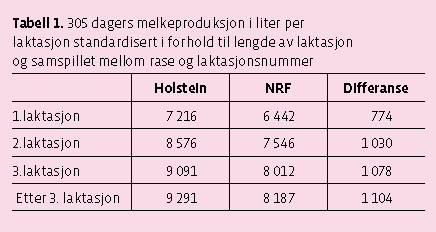 SAMMENLIGNING NRF HOLSTEIN I NORGE (OLAV ØSTERÅS,