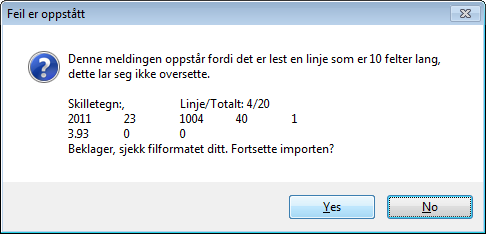 Side 4 Feilsituasjoner: Ved innlesning vil transer med feil markeres, og tilbakemelding gis til bruker før oppdatering av data til perioden.