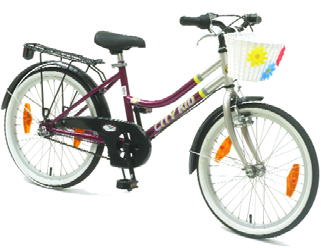 - er en robust og stødig sykkel med 16" hjul, og er perfekt som den håpefulles første "virkelige" sykkel. Fullt utstyrt med skjermer, bagasjebærer, navbrems og støttehjul. Passer for barn ca. 3-6 år.