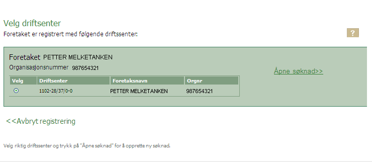 Registrer søknad For å registrere søknad, klikk på lenken på forsiden.