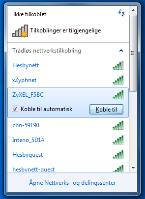 Hvordan koble til trådløst nettverk i Windows 7? Klikk på ikonet for trådløst nettverk som du finner ved klokken og datoen.