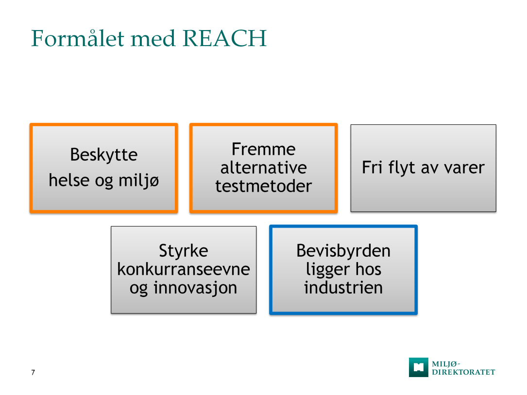 Flere formål med REACH.