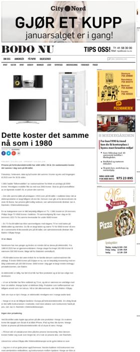 Dette koster det samme nå som i 1980 Bodø Nu, 13.01.2015 11:04 Publisert på nett. Profil: Elektronikkbransjen i media. Prisene på forbrukerelektronikk har stått stille i 30 år.