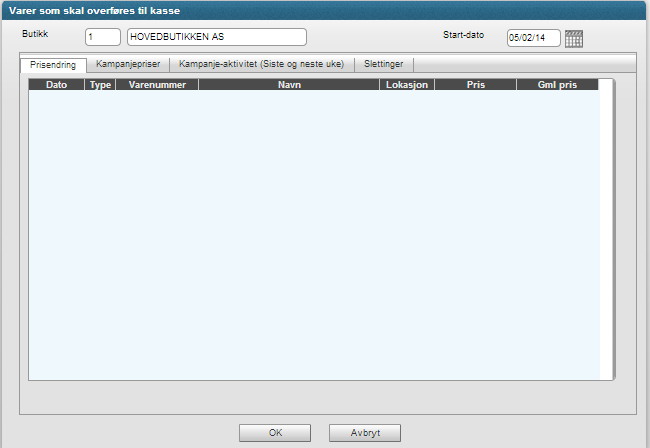 Page 10 of 12 Prisendringer: viser varer som har endret pris eller er nye i BD00. Kampanjepriser: vise kampanjepriser som skal aktiviseres på kassen.