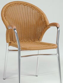 AMSTERDAM STOL Aluminiumsstol med runde alurør. Sete og rygg er håndflettet med kraftig UV-bestandig PVC med inne bygget stålwirer.