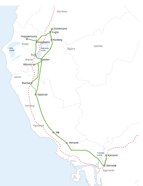 Jærnettet fra Stokkeland til Kjelland Kapasitetsproblemer i dagens 50kV nett (spesielt linjer) 12 transformatorstasjoner og nesten 90 km trase (primært linje) Befolkningsvekst