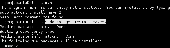 Figur 11: Bekreftelse på at Maven er korrekt installert 4.3.2. Installasjon av Maven på Linux Åpne et terminalvindu og kjør kommandoen sudo apt-get install maven2.
