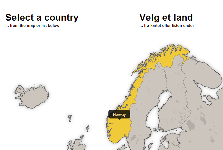 2. Klikk på rett land, Her velger jeg Norge siden det er mest vanlig. 3.