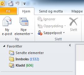 TILPASNING AV BRUKERGRENSESNITT Brukergrensesnittet i ephorte Outlook kan tilpasses på tilnærmet samme måte som ellers i Outlook.