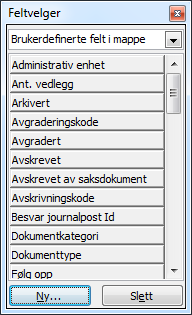 LEGGE TIL/ENDRE FELT I LISTER Hvilke felt som vises i ephorte Outlook-mappene kan om ønskelig endres av den enkelte bruker.