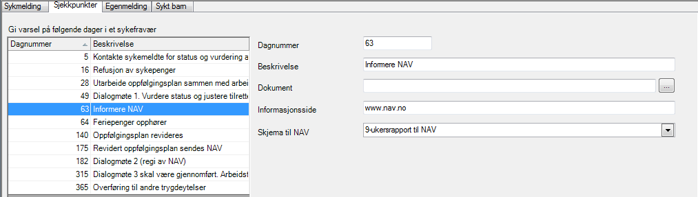 Forklaring til feltene: Antall dager i arbeidsgiverperioden; Pr i dag er dette 16 dager.