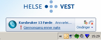 Vinduet som vises her, er vinduet hos mottaker. Klikk på Avslutt for å avslutte samtalen eller på Vent for å sette samtalen på vent. Obs!