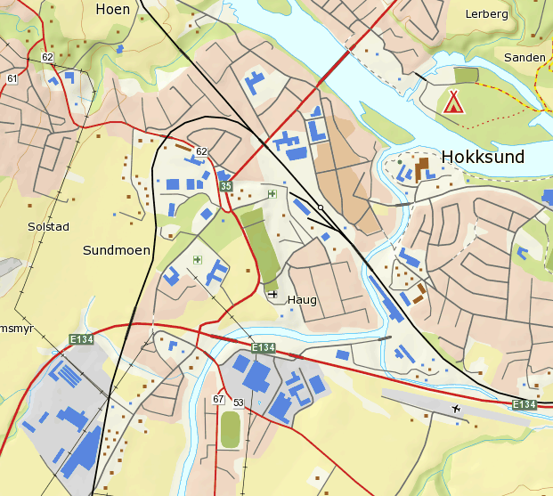 Trafikktall i dag lokalt i Hokksund Tellinger (2014): - E134 øst for Langebru: 16 200 kjt./døgn (ÅDT) -Rv. 35 Haug kirke: ca. 13 500 kjt./døgn (junitelling) ÅDT antatt ca. 12 500 kjt/døgn 12 000 -Rv.