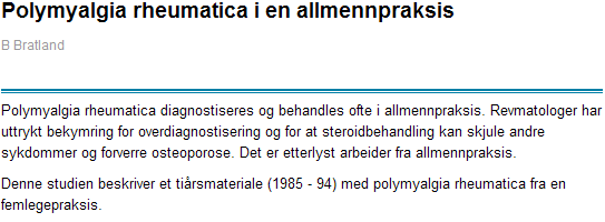 Tidsskr Nor Lægeforen 2006; 126:162-5