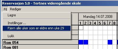 Ny Skuleår Ved nytt skuleår treng ein ikkje sletta heile databasen når ein skal leggja inn ny timeplan. Klikk på «Fil» - «Fjern alle uker som er eldre enn uke.