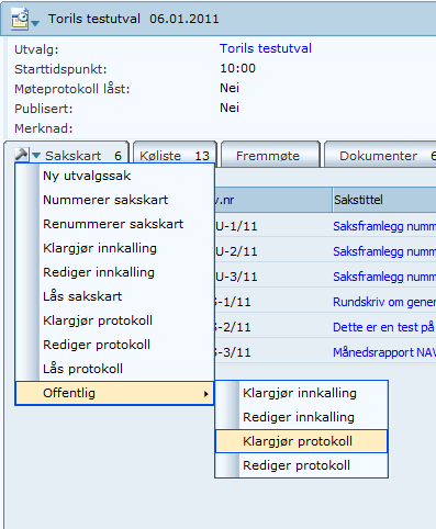 Opprette protokoll når noe er unntatt offentlighet Opprett fullstendig protokoll først. Offentlig protokoll vil unnta saker med tilgangskode. NB!