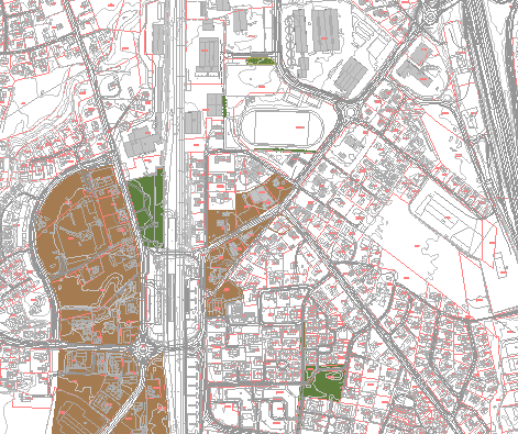 Analyse Grad av urbanitet Fra/til E6 Området ligger inntil arealene avsatt til bybebyggelse, som tilsier blandet formål og urban struktur. Området ligger langs hovedatkomsten fra E6.