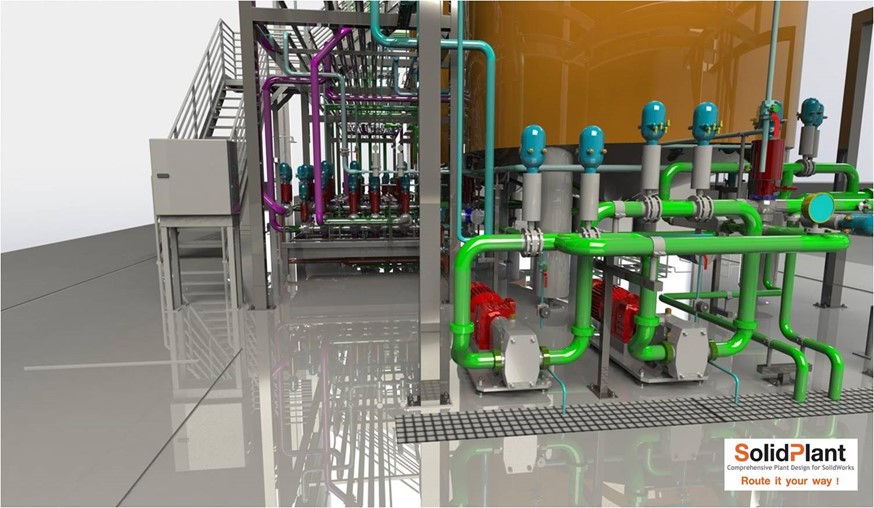 SolidPlant, det eneste virkelig spesifikasjonsstyrte anleggsdesign programmet for SolidWorks.