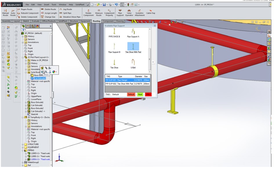 SolidWorks har gode funksjoner for å lage stål strukturer. SolidPlant gir deg på toppen av dette et nytt verktøy.