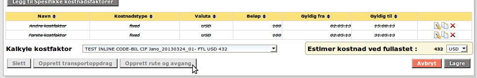 Etter at du har fylt ut alle felt, trykk så på knappen Lagre, nederst til høyre på detaljsiden. Da blir den nye kostfaktoren den nye, gjeldende kostfaktoren for avtalen.