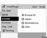 Instrumenter og betjeningselementer 95 Enkelte RDS-sendere sender ikke ut korrekt tidssignal. I slike tilfeller slår du av den automatiske tidssynkroniseringen og stiller tiden manuelt.