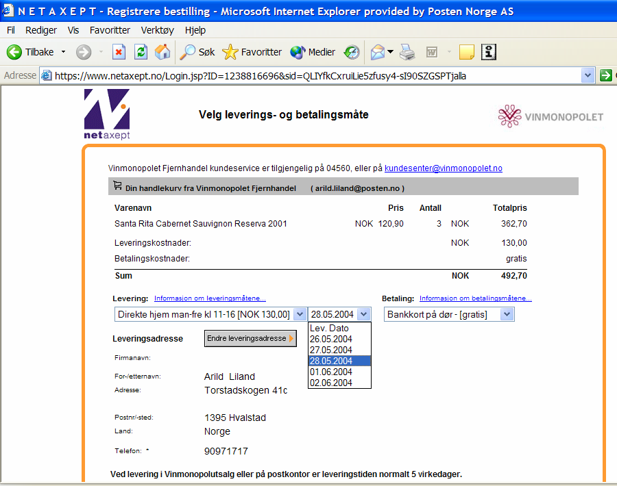 Eksempel Vinmonopolet 7. 12.