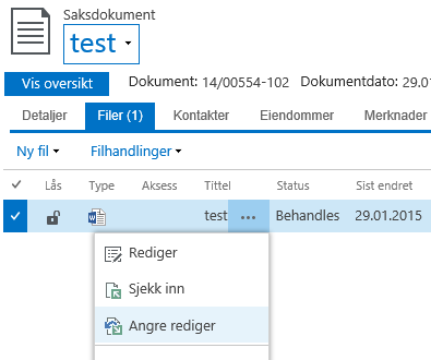 Når filen låser seg og ikke lar seg innsjekke Dessverre skjer det fra tid til annen at filen ikke lar seg sjekke inn/åpne etter at man har vært innom dem.