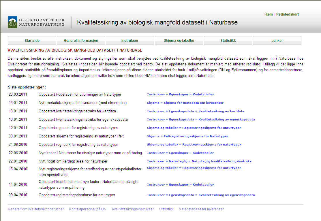 Naturbase kvalitetsikringsside