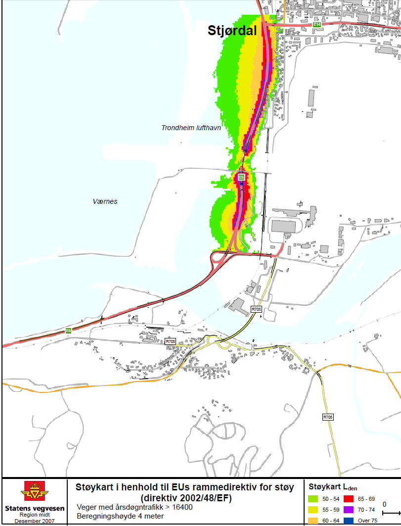 Utendørs støynivå Strategisk støykartlegging EU-direktiv som er implementert i forurensningsforskriften Utendørs støykartlegging, første gang gjennomført i 2007 I Nord-Trøndelag ble bare en kort