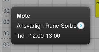 Åpne/endre eksisterende avtaler For å åpne en eksisterende avtale i kalenderen klikker du på avtalen i kalenderen.