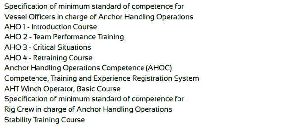HOW through a set of competency requirement descriptions for all personnel involved in anchor handling operations and a related training concept following up