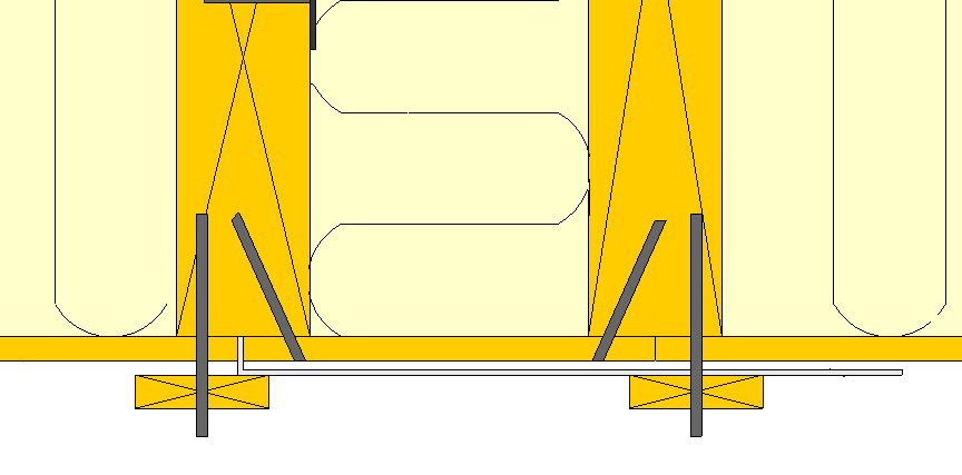 Figur 44 viser et eksempel på hvordan dette i prinsipp bør gjøres for en vertikalskjøt med stålsøyle mellom elementene.