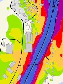 støynivå ble målt til L den 61,7 db. Dette er innenfor gul sone. Størstedelen av boligen ligger i kommuneplankartet innenfor rød støysone.