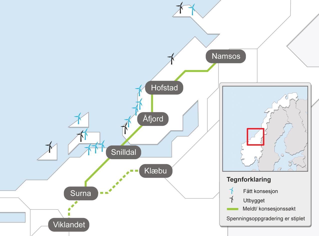 Vindkraftplaner i Midt-Norge Mange relativt modne prosjekter