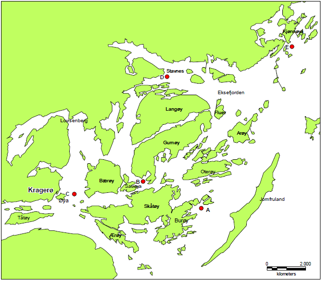 Innhold av alfa-hbcd (µg/kg våtvekt) Resultater og kommentarer 49 En oversikt over innholdet av -HBCD i lever av torsk fanget ved de ulike posisjonene ved Kragerø er vist i figure 17.