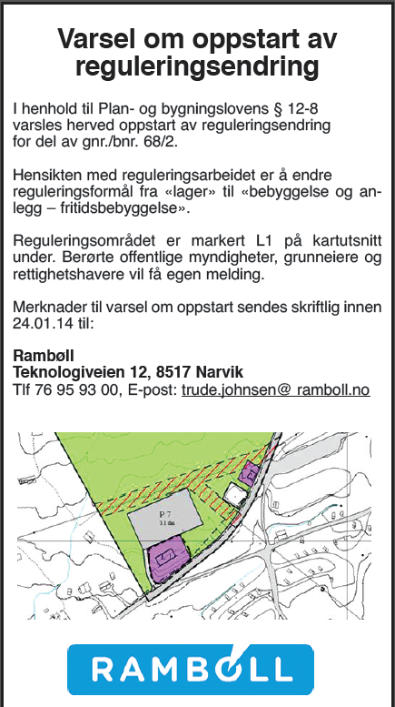 Side 8 Informasjon ble sendt ut til berørte parter og offentlige instanser 12.12.13. 6.1 Merknader og innspill Følgende merknad er mottatt: Troms Fylkeskommune, 06.01.