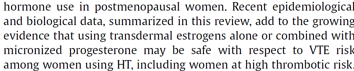 Conclusions: Oral but not transdermal estrogens are associated with a higher risk of recurrent VTE among postmenopausal
