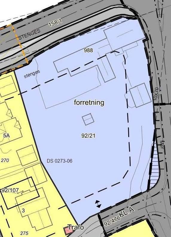 Eksempel: forretningstomt Tomtestørrelse: 3525 m², hele eiendommen er Regulert til forretning Ved beregning av