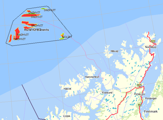 Ruteinndeling Område 5 Barents Rørledning